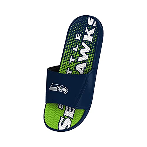 FOCO Seattle Seahawks NFL Mens Gradient Wordmark Gel Slide - M3