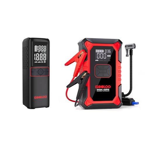 GOOLOO GT160 Tire Inflator & A3 Jump Starter with Air Compressor, 3000A Portable Car Battery Booster  with 150PSI Auto-S - Detailed View