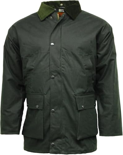 StyleWear Benson Wachsjacke für Erwachsene, mehrere Taschen, langärmelig, Reißverschluss, Baumwolle, wasserdicht, hochwertig, britisch, optionale Kapuze, Benson,...