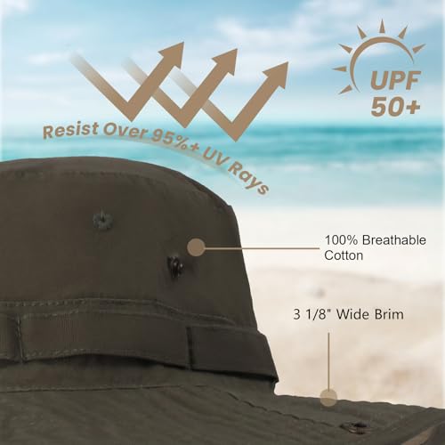 Image of Bucket Hat Wide Brim UV Protection Sun Hat Boonie Hats Fishing Hiking Safari Outdoor Hats for Men and Women