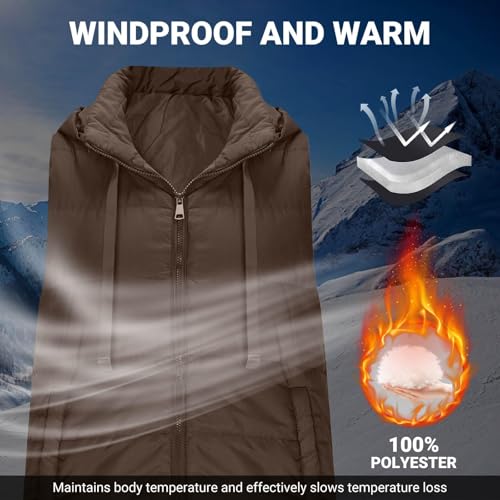 Women Long Puffer Vest 2025 New Fall Coat Winter Warm Quilted Outerwear Gilet Zip up Sleeveless Puffy Jacket4