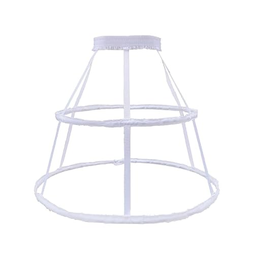 Linghe Petticoat 2 Hoops Bustle Lolita Fishbone Hollow Cage Skirt Embroidery Floral Underskirt Lace Pannier for Girls (US, Alpha, One Size, Regular, Regular, Standard, white)