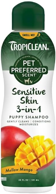 TropiClean, Pet Preferred Mellow Mango Sensitive Puppy Shampoo for Dogs & Cats, 20 Fl Oz