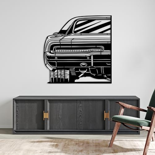 1969 Charger RT Model Silhouette Metal Car Wall Art, Sports