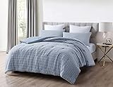Chezmoi Collection Levi 3-Piece Striped Heather Jersey Knit Cotton Comforter Set - Solid Reversible...