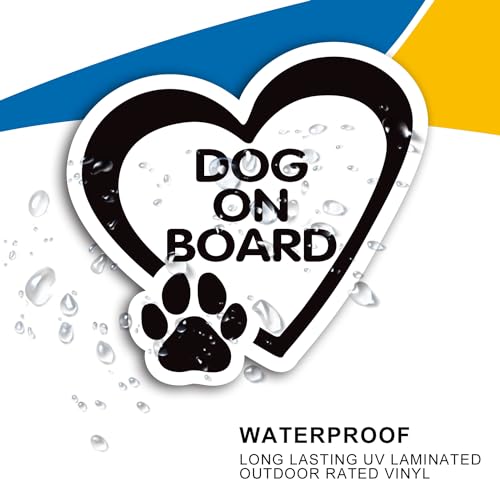 Image of Dogs on Board Pink Pawprint Magnet Decal, 5 Inch, Heavy Duty Automotive Magnet for Car Truck SUV (Black)