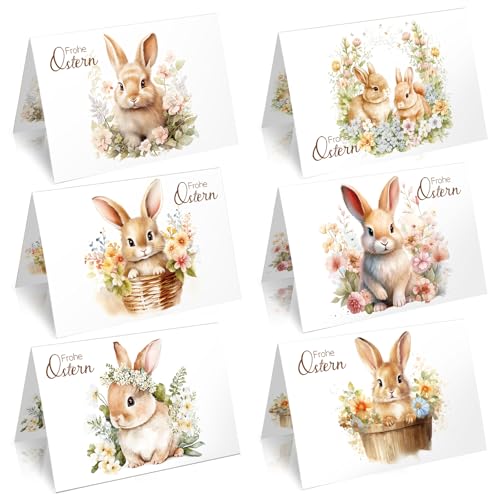 COCHIE Osterkarten mit Umschlag 12er-Set Frohe Ostern-Grußkarte mit Lebhaftem Faltbare Osterkarte Niedlichem Hasen Exquisites Set mit Gefalteten Ostergrußkarten