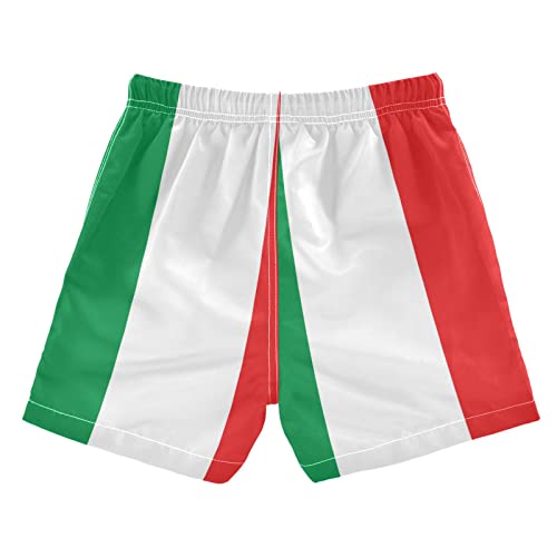 Boccsty Italy Flag Boys Swim Trunks Green White Red Summer Toddler Beach Board Shorts Kids Swimsuit Swimwear M2