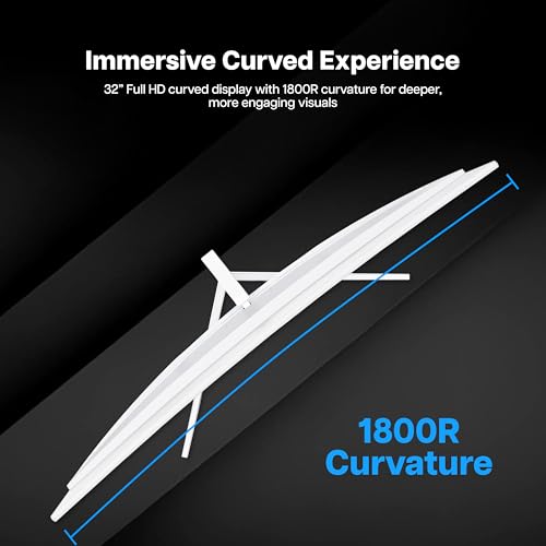 Image of GEONIX Argon 32-Inch Curved Full HD Monitor (81.28 cm) 100Hz Refresh Rate, 5ms Response Time, 3000:1 Contrast Ratio, Inbuilt Speaker 2X2W, 1920x1080, White, 3-Year Warranty