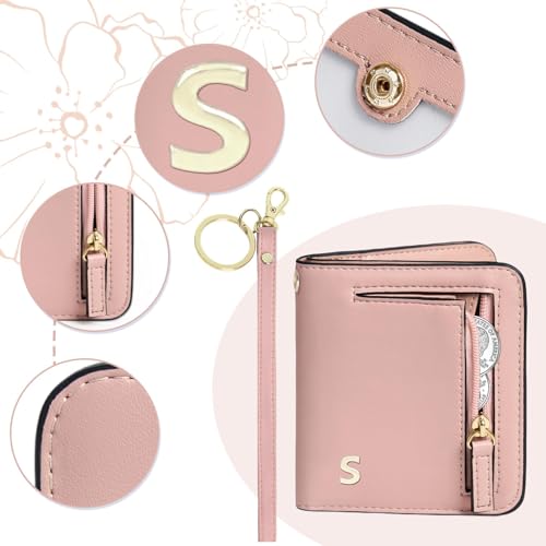Image of COSHAYSOO Initial Teen Girl Wallets RFID Slim Wristlet Keychain Personalized Easter Basket Stuffers Birthday Gifts for 8 9 10 11 12 13 14 15 16 17 18 Year Old Teenage Girls, Pink Letter S