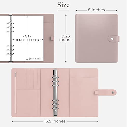 A5 Binder Organizer - Agenda 2023 Daily, Weekly & Monthly Management Undated To Do List & Unisex Business Planner - Pu Leather Journal - Goal Setting Gratitude Notebook & Appointment Book By Lux Productivity - Lux Pro A5 Ed.2 Pink - Pastel #TOP1