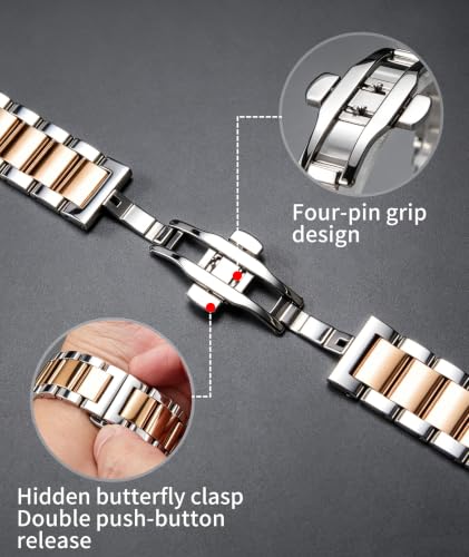Image of BINLUN Thick Stainless Steel Watch Band Metal Heavy Polished Matte Brushed Finish Watch Strap Replacement for Men Women 16mm /18mm /20mm /21mm /22mm /23mm /24mm /26mm