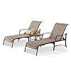 PatioFestival Patio Chaise Lounge Outdoor Adjustable Back Metal Lounge Chair with Bistro Table 3 Pieces for Porch Backyard Pool