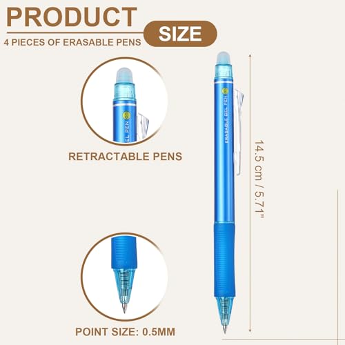 PATIKIL Bolígrafos Gel Borrables 0.5mm Pack 4 miniatura 2