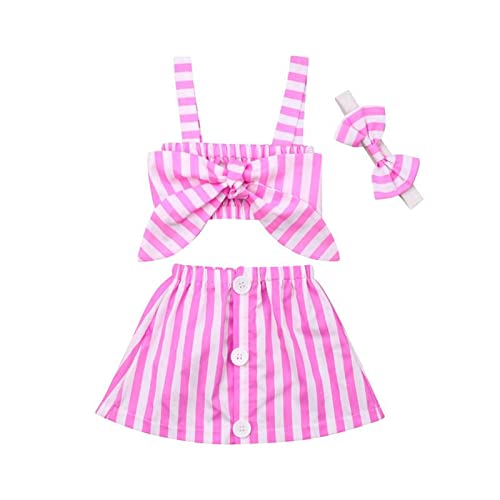 NISHIKA FASHION Striped Party/Festival Shoulder Sleeve Top And Skirt For Girl (1 To 6 Year)