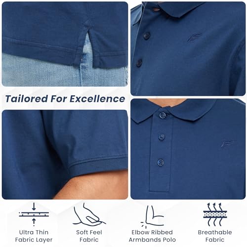 Polo BAAZ para hombre de algodón Supima con mangas al codo acanaladas miniatura 3