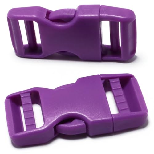 Buckle for 1'' Wide Webbing Straps, 2 Set Quick Side Release Buckles for 1 inch/25mm Strap, Plastic Buckles Dual Adjustable Clips for for Luggage Strap Pet Collar Backpack Replacement(Purple 1in)