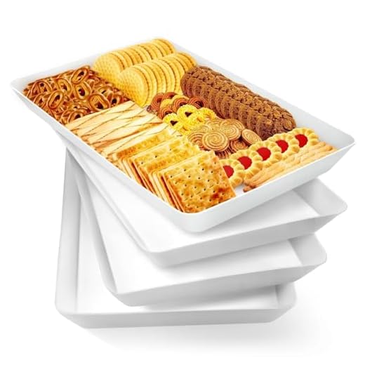 WOWBOX 4 pcs Serving Tray for Entertaining, Grilling BBQ Accessories, Serving Platters for Snacks, Fruit, Reusable Plastic Trays for Serving Food and Pantry Organization in Kitchen & for Parties