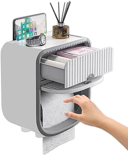 Wall Mount Nail Free Toilet Paper Holder Waterproo...