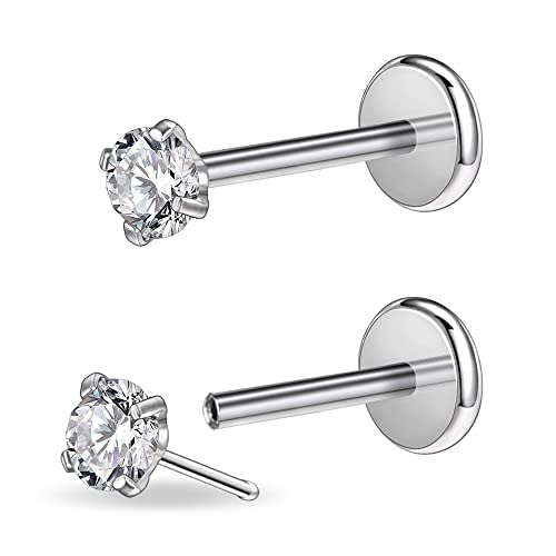 Punktracker 16G/18G/20G Threadless Piercing Jewelry For Tragus Nose Helix Conch Medusa Lip Labret - Surgical Steel Helix Earring Cartilage Tragus Earrings Stud Nose Studs For Women Men #TOP10