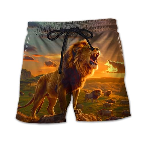Lion Men's Swim Trunks - Lion Art Mens Swim Trunks with Mesh Lining Swimwear Bathing Suits Set 41