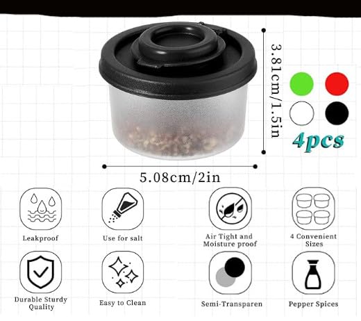 4PCS Small salt and pepper shakers, small sealable condiment bottles, to-go packaging bottles for travel and camping, perfect for taking on the go Mini salt and pepper shakers with lids