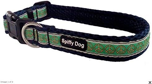 Spiffy Dog Air Collar 'Navy Peace Signs' - Medium (330mm-508mm/13"-20")