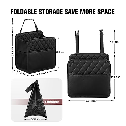 Image of LXUNYI Car Organizer Back Seat, Waterproof Pu Leather Car Seat Storage Bag Foldable Universal Hanging Seatback Organizer for Kids & Adults Travel road Trip Essentials