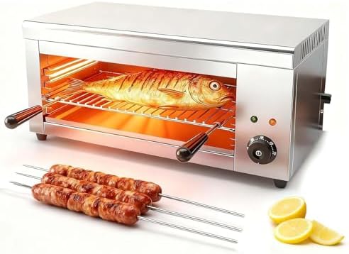 2000W Commercial Salamander Broiler, 50–300°C Indoor Commercial Beef Chicken Grill, Stainless Steel Steak Cooker, for Home