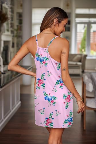 Image of Ekouaer Nightgowns for Women Cotton Sleepwear Sexy Sleep Shirt Adjustable Spaghetti Strap Night Gowns with Pockets S-3XL