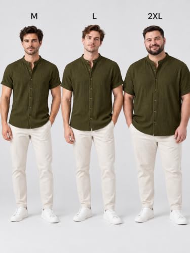 Image of Leriya Fashion Casual Shirt for Man | Short Sleeve Button Closure Shirts with Mandarin Collar | Premium Poly Lycra Blend Textured Shirt for Everyday Outfit for Office,College,Travel