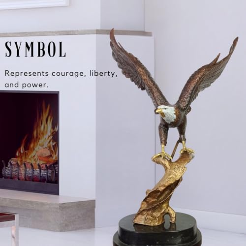 Estatua de águila calva de bronce de 27.5 pulg con base de mármol miniatura 4