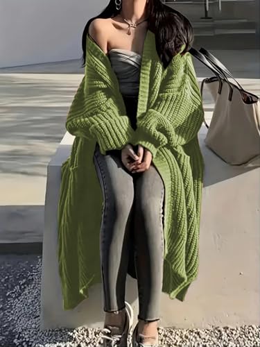 Image of Womens Long Cardigan Sweaters Open Front Oversized Duster with Pocket for Women 2025 Fall Winter Knit Design Coats