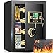 Produktbild 50L Safe Tresor für Zuhause Feuerfest mit Feuerfest Wasserdicht Geldtasche, Digitaler Möbeltresor mit Schlüssel, Zahlenschloss,Innenschrank, Regal, LEDLicht, Heimtresor für Geld Schmuck Dokumente