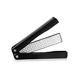 OSFTBVT Diamond Knife sharpener #400/600 Pocket Sharpening Stone Double Sides Folding Portable Black - 1pcs