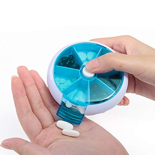 Oumezon Boîte à pilules Ronde Boîte à médicaments 7 Jours 7 Compartiments Boîte à comprimés Comprimés Semaine Boîte Petite boîte Boîte à médicaments Boîte à pilules imperméable Porte-médicaments Cover
