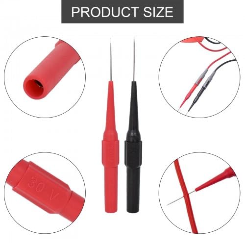 Set 8 Sonde Di Prova Per Multimetro 0,7 Mm In Acciaio Inox - Punte Isolate Rosse E Nere, 4+4, Per Test Elettronici - 2