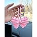 Cute Pink Bow Car Accessories Rear View Mirror Hand Knitted Crochet Car Charm Hanging Ornaments Decor for Women Girl