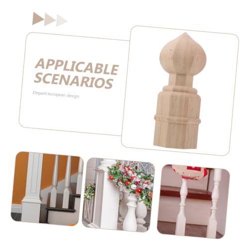 Remate de madera beige para escalera y poste de cama elegante 3