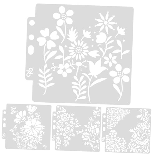 WOONEKY 4piezas Plantillas De Flores Para Pintar Paredes Plantillas Reutilizables Para Manualidades Para Pintar Lienzo Para Estarcido Paredes