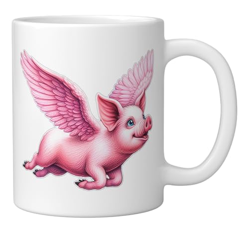 Tazón de cerámica con diseño de cerdito alado miniatura 2
