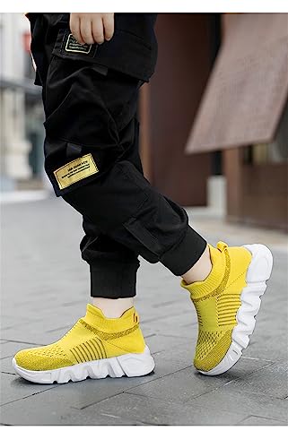 FOFJR Boy Girl Socks Shoes Breathable Walking Shoes Lightweight Non-Slip Sneakers for Children Yellow3