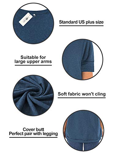 Plus Size Tops For Women 3X Short Sleeve Solid Color Casual Loose T Shirts Turquoise 22W #TOP3