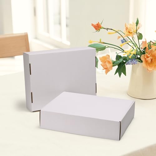Image of HORLIMER 13x10x3 Shipping Boxes Set of 20, White Corrugated Cardboard Mailer Box for Packing Small Business