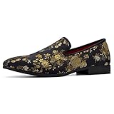 JITAI Men's Loafers Tuxedo Dress Shoes for Men Velvet Loafers Wedding Shoes for Men, Gold/08, 11 US