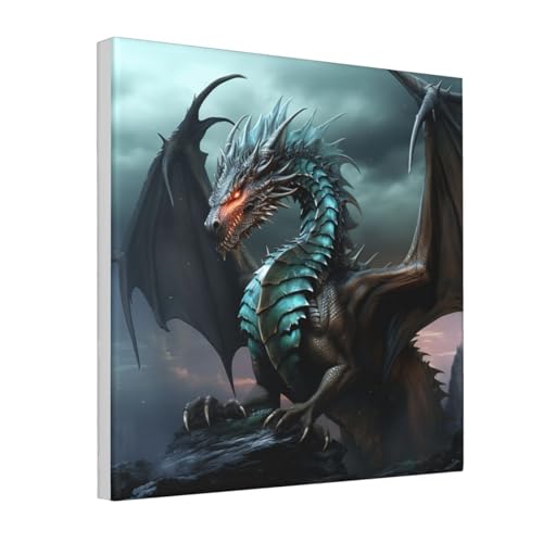 Impression sur toile dragon cool cadre 40x40cm pour décoration murale de chambre moderne