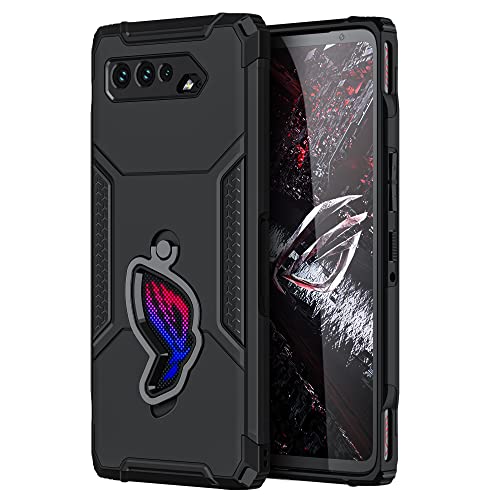 HikerClub for ROG Phone 5 and ROG 5 Pro 5 Ultimate (2021) with Stand, Compatible with Air Trigger, Built in Camera Protectors and Dust Plugs, Invisible Kickstand Shockproof Cover