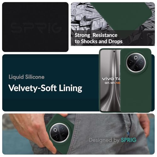 Image of SPRIG Compatible with Vivo T4 Premium SilkTone Back Cover Drop Tested Shock Proof Mobile Case for Men, Women, Boys and Girls with Camera Protection (Dark Green)