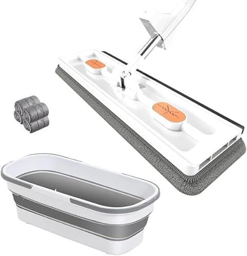 Eteslot trapeador Planos trapeador Planos Gran- trapeador Planos y Cubo con Juego escurridor, rotación 360 Grados