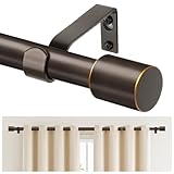 TONIAL Curtain Rod 16 to 30 Inch(1.3 to 2.5 ft), Adjustable Splicing Window Curtain Rods, 3/4 Drapery Rods for Windows, Decorative Single Rod with Modern Cap Finial, Bronze
